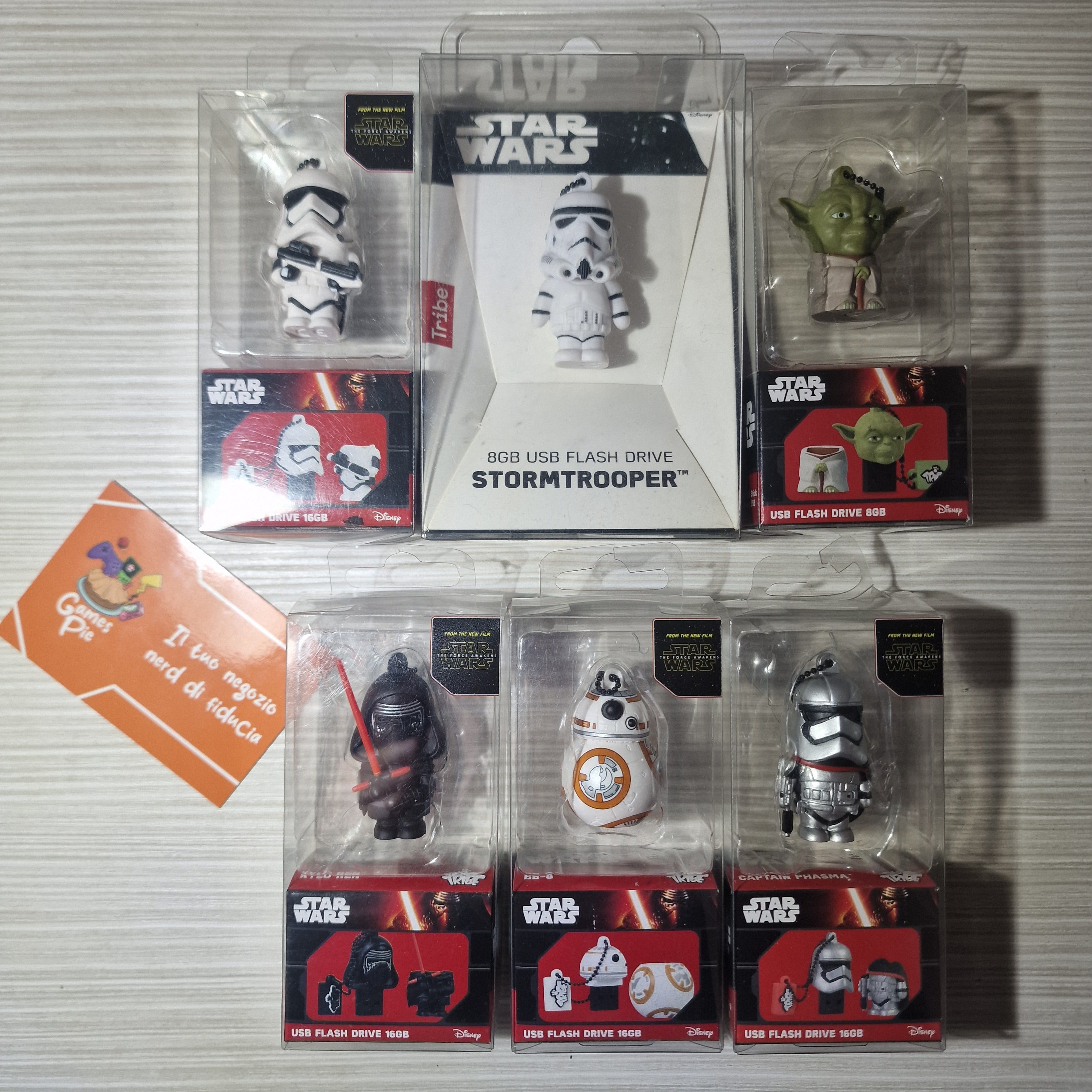 Star Wars Lotto 7 USB Drive Figure Yoda 8GB + 16GB Sigillati Disney Store